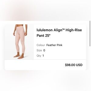 Lululemon Align High Rise Pant ‘25